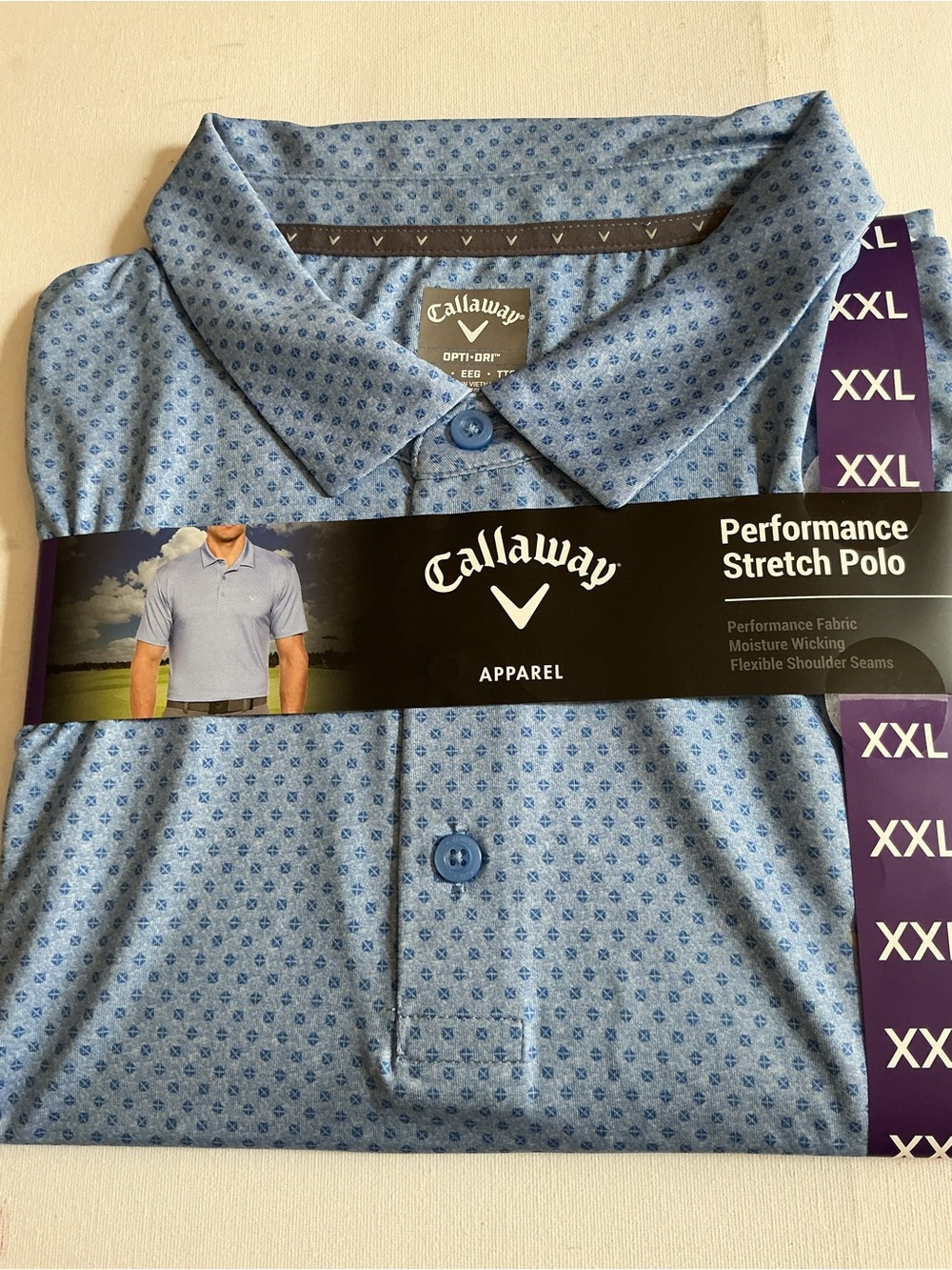 Callaway Light Blue Micro-Pattern Performance Polo - Picture 6 of 16